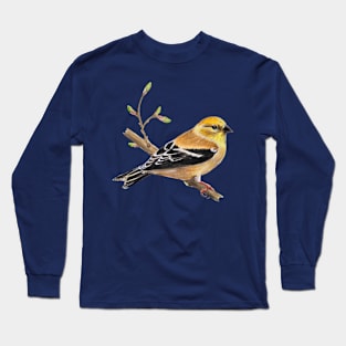 American Goldfinch painting (female) Long Sleeve T-Shirt